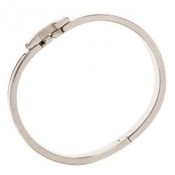 Pre Owned Hermes Clic Clac H White Enamel Palladium Plated Bracelet PM