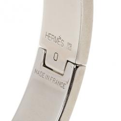 Pre Owned Hermes Clic Clac H White Enamel Palladium Plated Bracelet PM