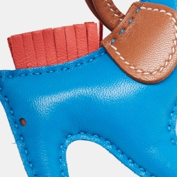 Pre Owned Hermès Blue Zanzibar/Rose Texas/Gold Lambskin Leather Grigri Rodeo Bag Charm PM