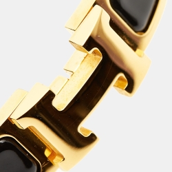 Pre Owned Hermes Clic H Enamel Gold Plated Bracelet