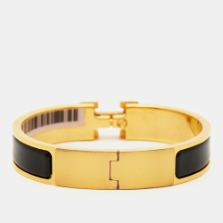 Pre Owned Hermes Clic H Enamel Gold Plated Bracelet