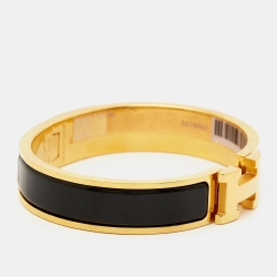 Pre Owned Hermes Clic H Enamel Gold Plated Bracelet