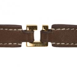 Hermes Rivale Double Tour Brown Leather Bracelet