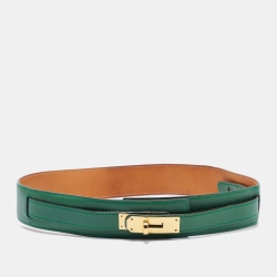 Hermes Vert Bengal Courchevel Leather Kelly adjustable Belt 70CM