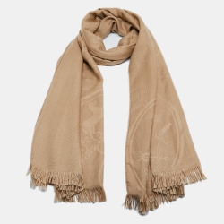 مملوكة مسبقًا Hermès  Beige Patterned Cashmere Blend New Libris Stole