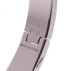 مملوكة مسبقًا Hermes Clic Clac H Orange Enamel Palladium Plated Bracelet PM