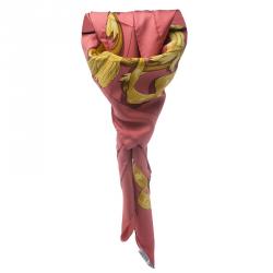 Pre Owned Hermes Red Printed Silk Le Mors " A La Conétable " Square Scarf