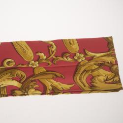 Pre Owned Hermes Red Printed Silk Le Mors " A La Conétable " Square Scarf