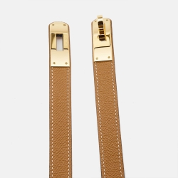 Pre Owned Hermès  Gold Epsom Leather Gold Tone Finish Kelly 18 Belt Adjustable