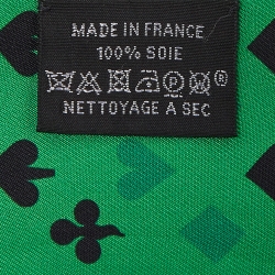 Pre Owned Hermes Green Jeu de Cartes Printed Silk Twilly