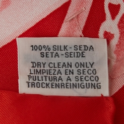 Pre Owned Hermes Red Please Check In Print Silk Square Scarf