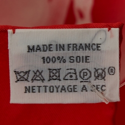Pre Owned Hermes Red Please Check In Print Silk Square Scarf
