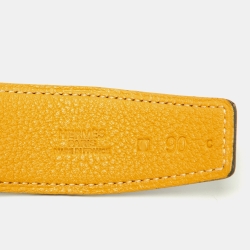 Pre Owned Hermes Marron Froce/Curry Box and Togo Leather Reversible Belt 90CM