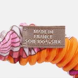 Pre Owned Hermès Multicolor Print Petit H Pleated Silk Long Necklace