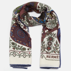 Pre Owned Hermes Multicolor Silk and Cashmere L'Arbre de Vie Scarf