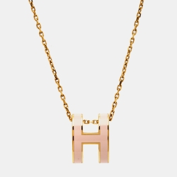 مملوكة مسبقًا Hermès Pop H Enamel Gold Plated Pendant Necklace