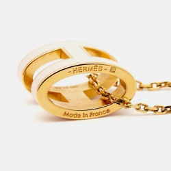 مملوكة مسبقًا Hermès Pop H Enamel Gold Plated Pendant Necklace