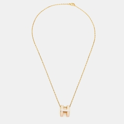 مملوكة مسبقًا Hermès Pop H Enamel Gold Plated Pendant Necklace