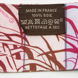 Pre Owned Hermes Pink Jungle Love Print Silk Twilly 