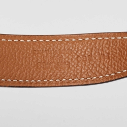 Pre Owned Hermes Noir/Gold Swift and Epsom Leather Constance Reversible Belt 80 CM