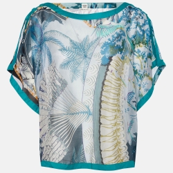 Hermes Multicolor Printed Silk Kaftan Top L