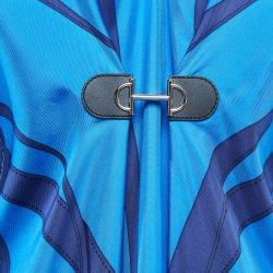 مملوكة مسبقًا Hermes Blue Printed Silk Kaftan Dress L