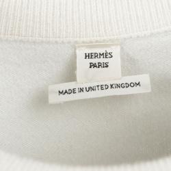 Pre Owned Hermes Cream Perforated Knit Detail Cashmere Sweater M