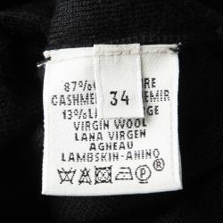 Hermes Black Aztec Pattern Cashmere and Wool Leather Trim Oversized Tunic S 