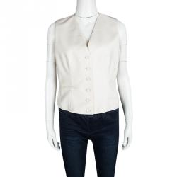 Hermes Cream Wool Waistcoat M
