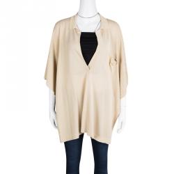 Hermes Beige Knit Open Side Detail Oversized Top L