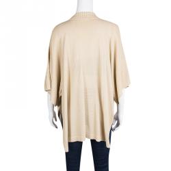 Hermes Beige Knit Open Side Detail Oversized Top L
