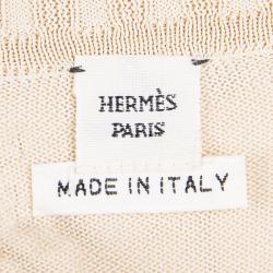 Hermes Beige Knit Open Side Detail Oversized Top L