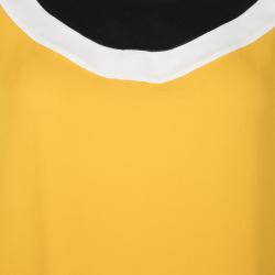 مملوكة مسبقًا Hermes Mustard Yellow Silk Contrast Trim Short Sleeve Top S