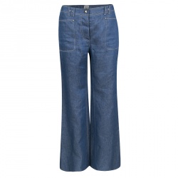 Hermes Blue Linen High Waist Flared Pants M
