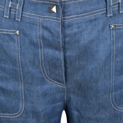 Hermes Blue Linen High Waist Flared Pants M