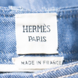 Hermes Blue Linen High Waist Flared Pants M