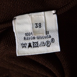 Pre Owned Hermes Brown Knit Striped Bodice Detail Halter Dress M