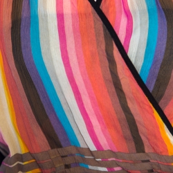 Hermes Multicolor Striped Silk Faux Wrap Front Sleeveless Top M
