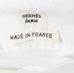 Pre Owned Hermes White Cotton Button Front Shirt Dress S