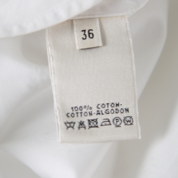Pre Owned Hermes White Cotton Button Front Shirt Dress S