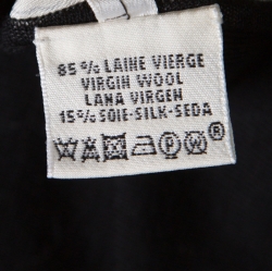 Hermes Black and Beige Printed Silk Front Raglan Sleeve Wool Top M