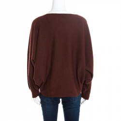 Hermes Brown Cashmere Dolman Sleeve Cropped Sweater M