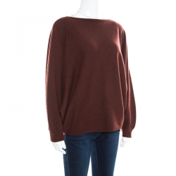 Hermes Brown Cashmere Dolman Sleeve Cropped Sweater M