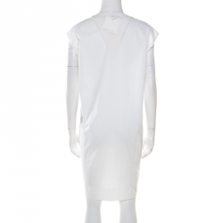 مملوكة مسبقًا Hermes Off White Cotton Embroidered Pocket Detail Sleeveless Tunic Dress M