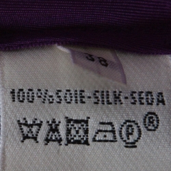 Pre Owned Hermes Purple Flag Print Silk One Shoulder Pavois Scarf Maxi Dress M