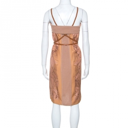 Pre Owned Hermes Terracotta Orange Silk Detachable Strap Detail Fauna Dress S