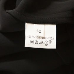 Pre Owned Hermes Black Silk Long Sleeve Collared Dress L