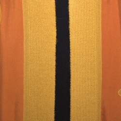 Pre Owned Hermes Mustard Silk and Knit Trim Jungle Print Long Cardigan S