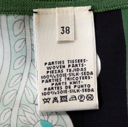 Hermes Green Printed Silk & Knit Open Front Cardigan M
