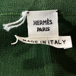 Hermes Green Printed Silk & Knit Open Front Cardigan M